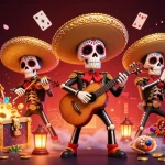 Experience the excitement of cổng game sunwin with vibrant 3D illustration featuring mariachi characters and treasure elements.