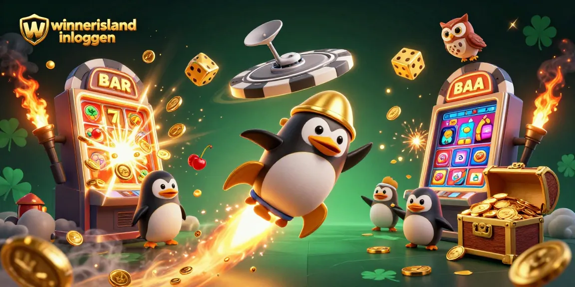Experience the thrill of winnerisland inloggen as a golden penguin flies through a jackpot-filled galactic casino.