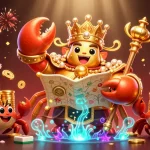 Enhance your gaming experience at officiële KinBet with vibrant 3D casino illustration featuring a golden crab emperor.