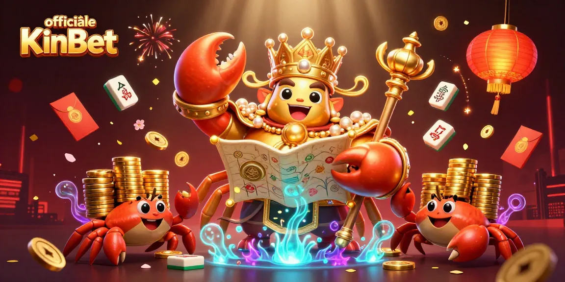 Enhance your gaming experience at officiële KinBet with vibrant 3D casino illustration featuring a golden crab emperor.